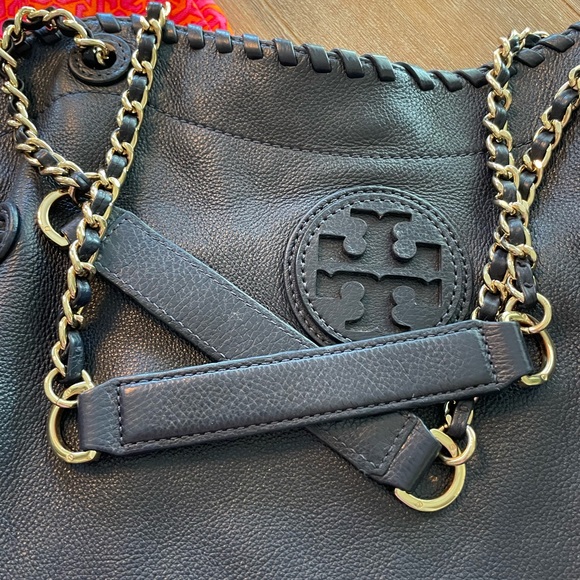 Navy Blue Tory Burch Marion Large Slouchy Purse - Picture 3 of 10